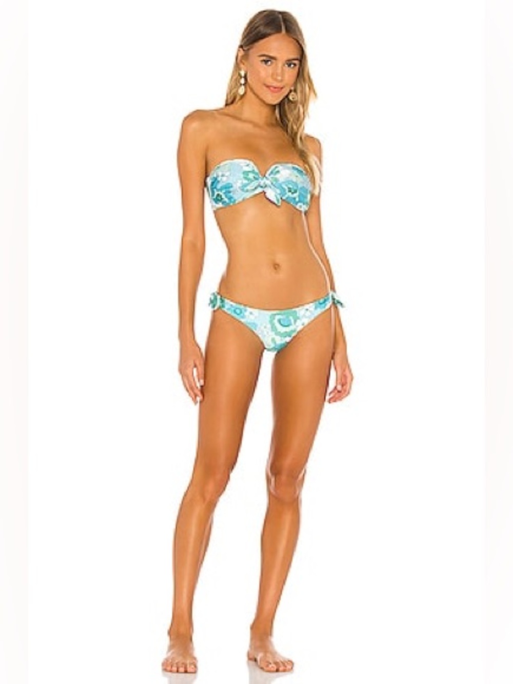 ZIMMERMANN NWT Aqua Floral Bells Tie Bikini   Womens Sz 3 (US 8-10)